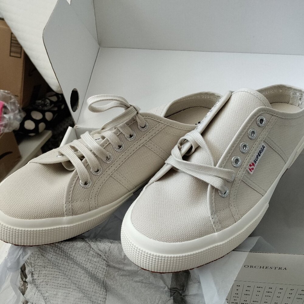 Superga 2402 Mule in Grey Sand - NIB Sz 10/41.5